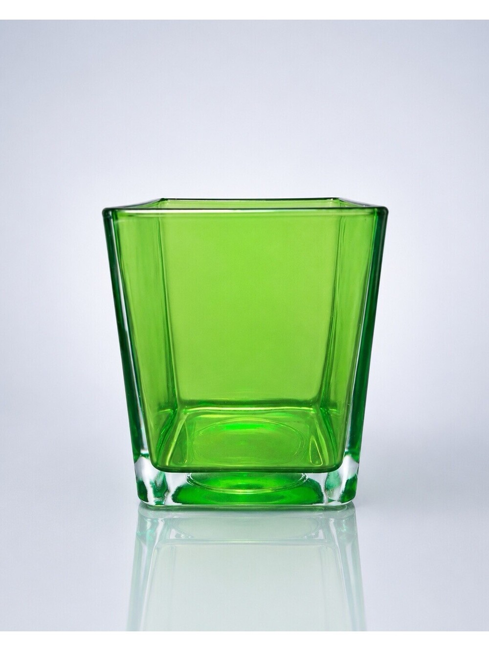 Teleflora Contemporary Green Glass Cube Vase, 4x5"